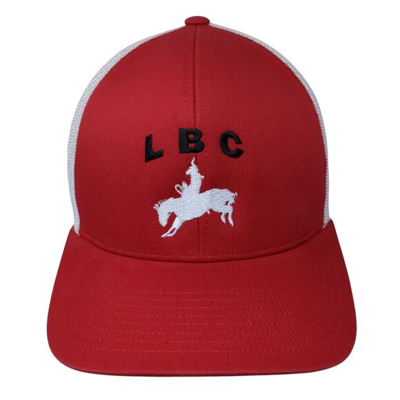 LBC Snapback Trucker Hat Red One Size Adjustable Mesh Back Pacific Headwear - Picture 1 of 10